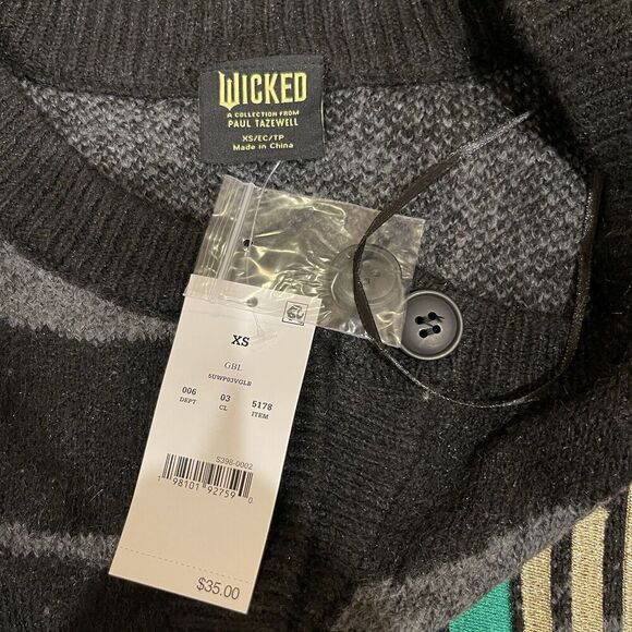 Wicked Graphic Black/Gray Zebra Stripe Button Cardigan, Paul Tazewell Womens - Picture 6 of 9